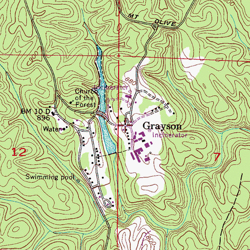 Topographic Map of Grayson, AL