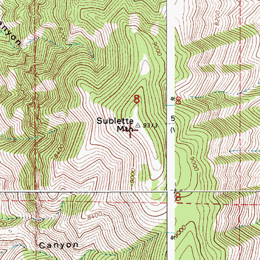 Topographic Map of Sublette Mountain, WY