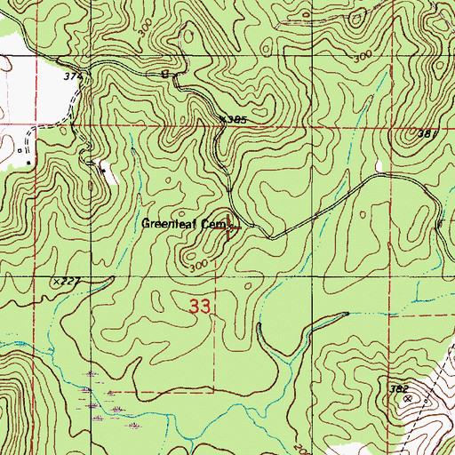 Topographic Map of Greenleaf Cemetery, AL