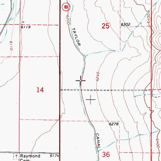 Topographic Map of Taylor Canal, WY