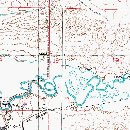 Topographic Map of Taylor Ditch, WY