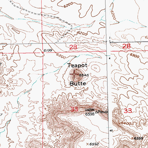 Topographic Map of Teapot Butte, WY
