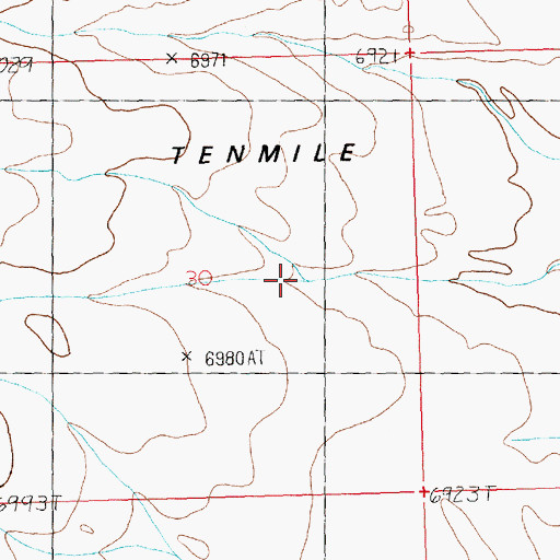 Topographic Map of Tenmile Flat, WY