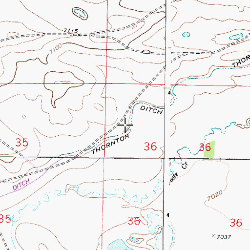 Topographic Map of Thornton Ditch, WY
