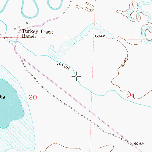 Topographic Map of Turkey Track Ditch, WY