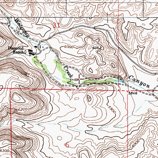 Topographic Map of Watergap Creek, WY
