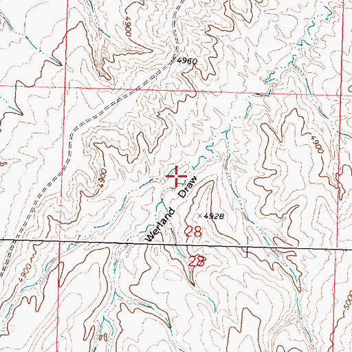 Topographic Map of Werland Draw, WY