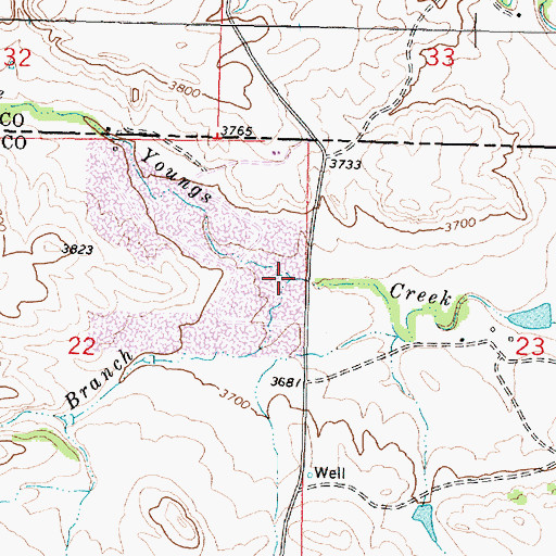 Topographic Map of West Branch Little Youngs Creek, WY