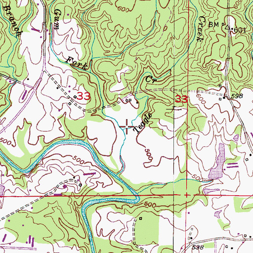 Topographic Map of Gum Fork, AL