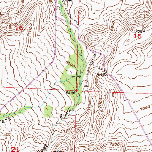 Topographic Map of West Fork Middle Cottonwood Creek, WY