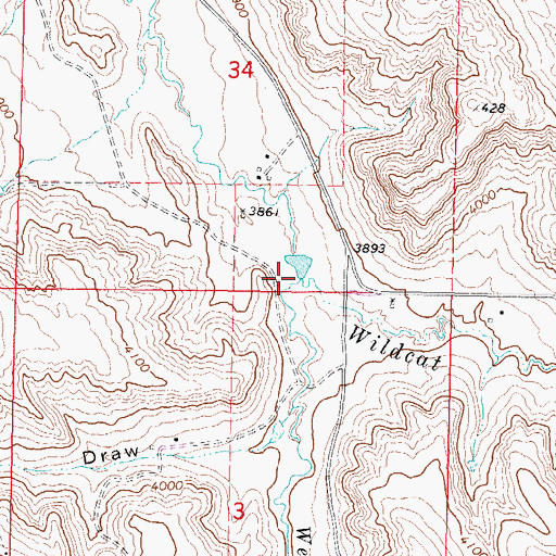 Topographic Map of West Fork Wildcat Creek, WY