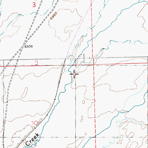 Topographic Map of Whitehorse Creek, WY