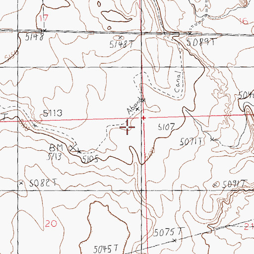 Topographic Map of Wiley Canal, WY