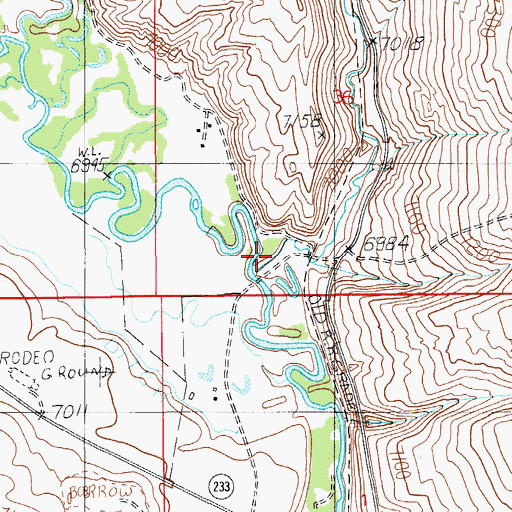 Topographic Map of Willow Creek, WY