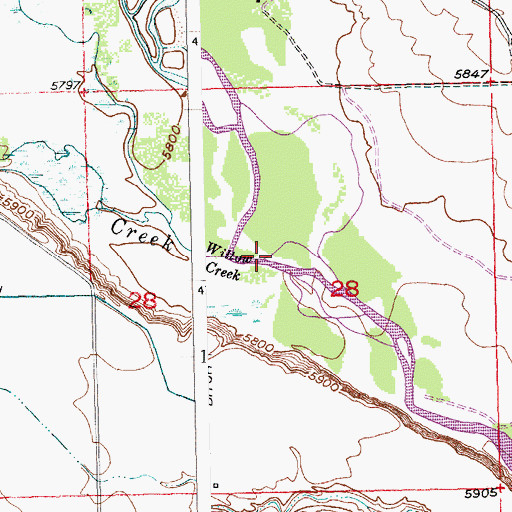 Topographic Map of Willow Creek, WY