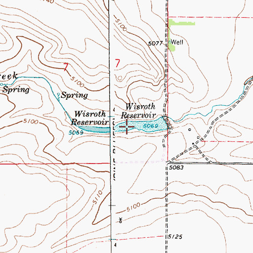Topographic Map of Wisroth Reservoir, WY