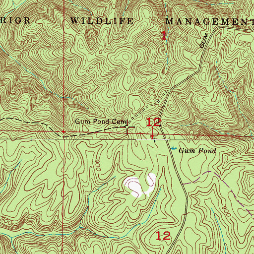 Topographic Map of Gum Pond Cemetery, AL