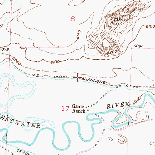 Topographic Map of Y Z Ditch, WY