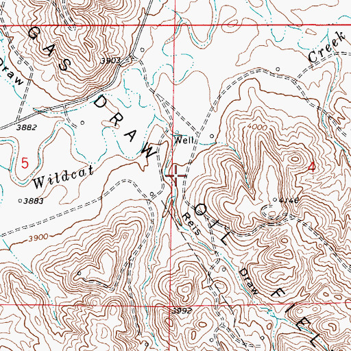 Topographic Map of Gas Draw Oil Field, WY