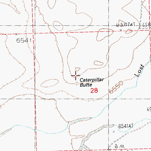 Topographic Map of Caterpillar Butte, WY