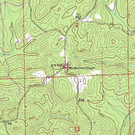 Topographic Map of Gutheries Chapel, AL