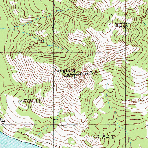 Topographic Map of Langford Cairn, WY