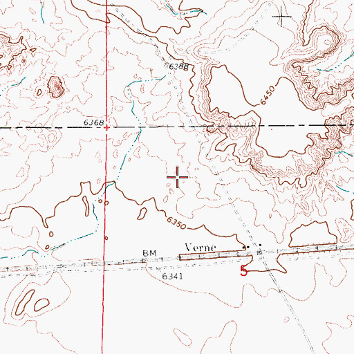 Topographic Map of Verne, WY
