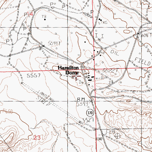 Topographic Map of Hamilton Dome, WY