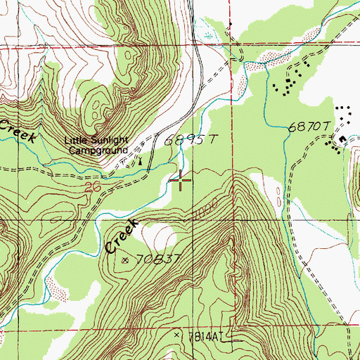 Topographic Map of Deweys Gateway, WY