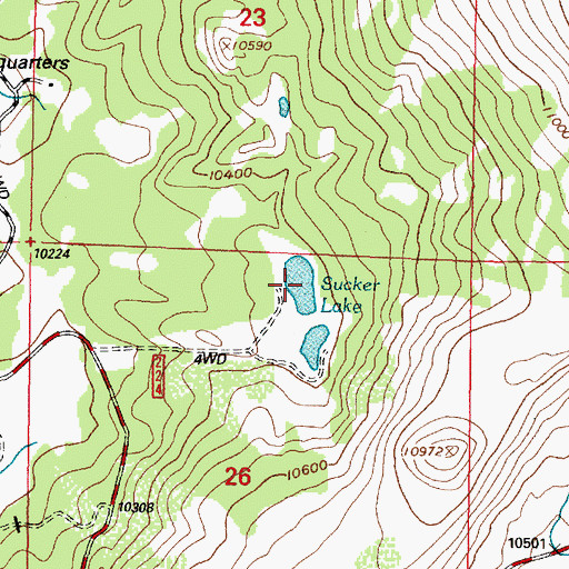 Topographic Map of Sucker Lake, WY