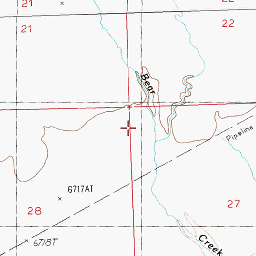 Topographic Map of Bear Creek, WY