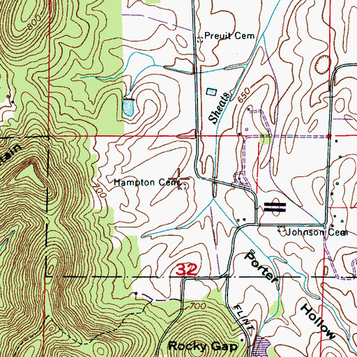 Topographic Map of Hampton Cemetery, AL