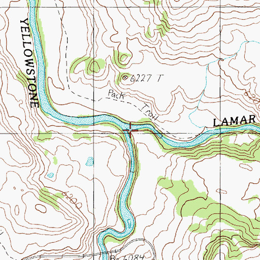 Topographic Map of Barronette Bridge (historical), WY