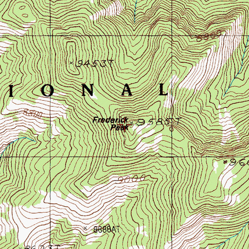 Topographic Map of Frederick Peak, WY