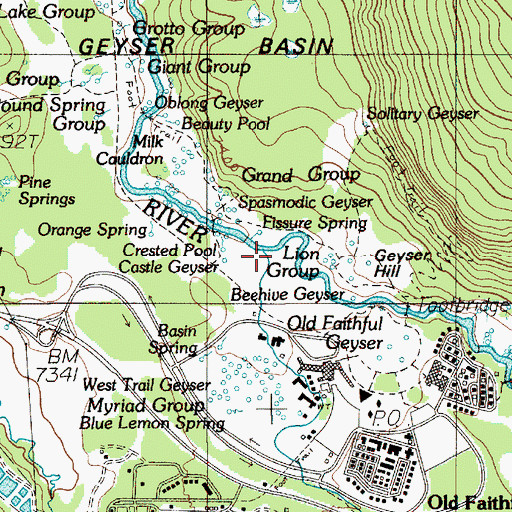 Topographic Map of Castle Geyser, WY