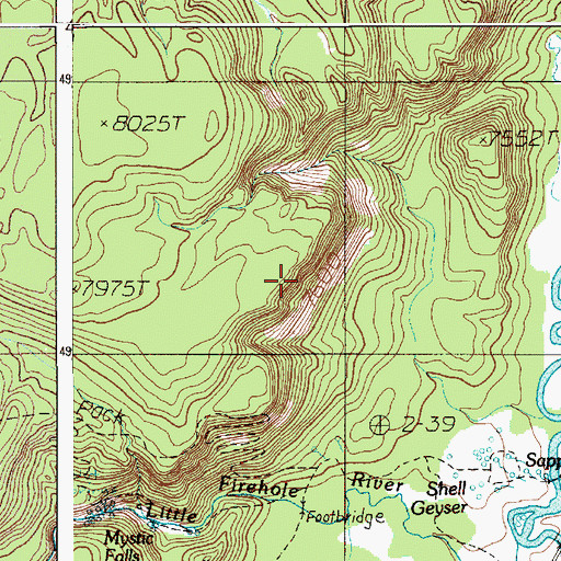 Topographic Map of Jewel Geyser, WY