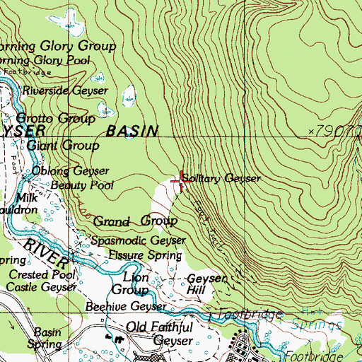 Topographic Map of Solitary Geyser, WY