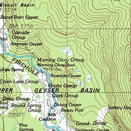 Topographic Map of Giantess Geyser, WY