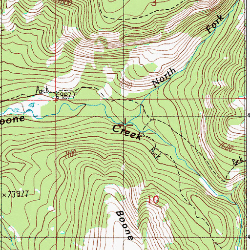 Topographic Map of North Fork South Boone Creek, WY
