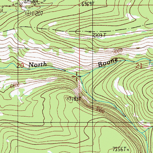 Topographic Map of North Fork North Boone Creek, WY