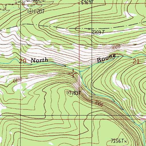 Topographic Map of South Fork North Boone Creek, WY
