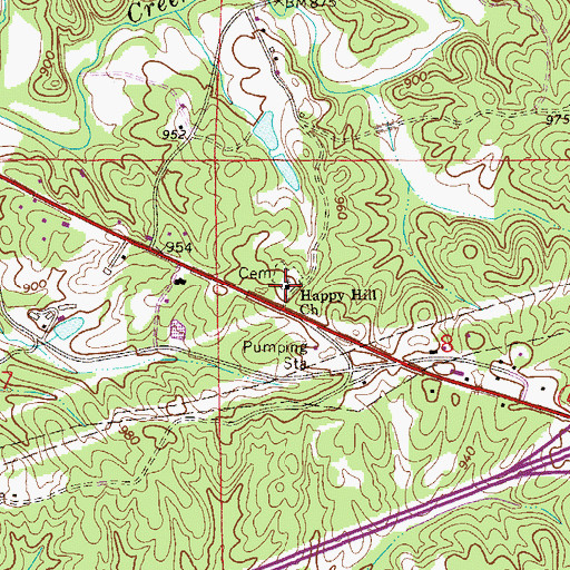 Topographic Map of Happy Hill Baptist Church, AL
