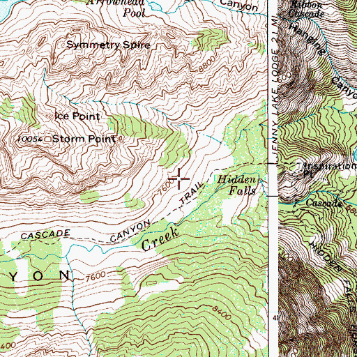 Topographic Map of Hidden Falls, WY