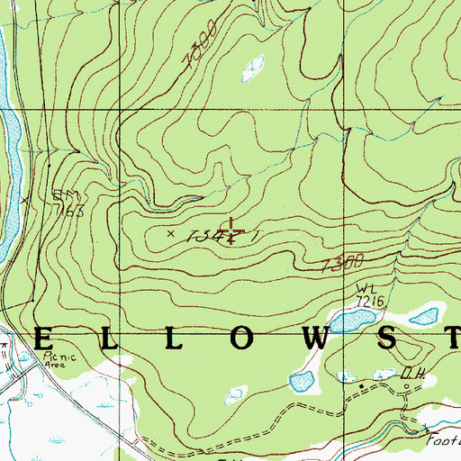 Topographic Map of Bellefontaine Geyser, WY