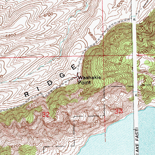 Topographic Map of Washakie Point, WY