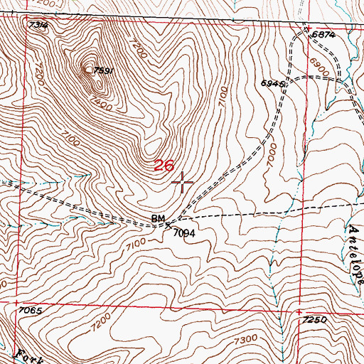 Topographic Map of Bridger Mountains, WY