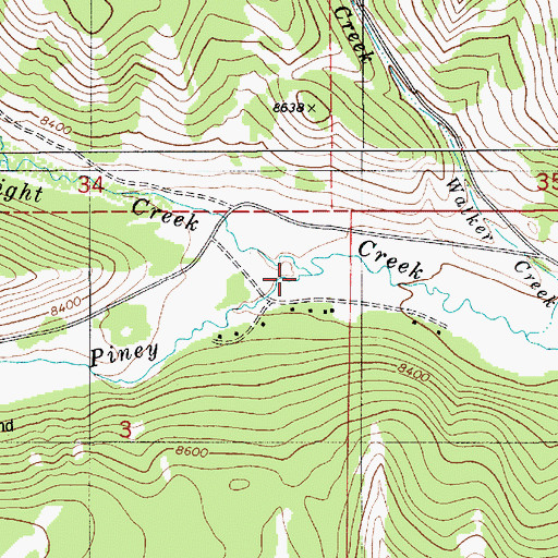 Topographic Map of Straight Creek, WY