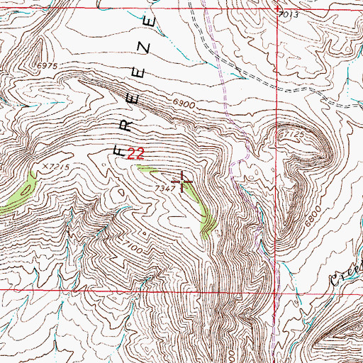Topographic Map of Freezeout Mountains, WY