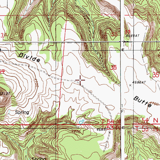 Topographic Map of Butte Divide, WY