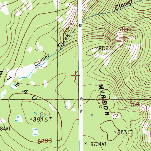 Topographic Map of Mirror Plateau, WY